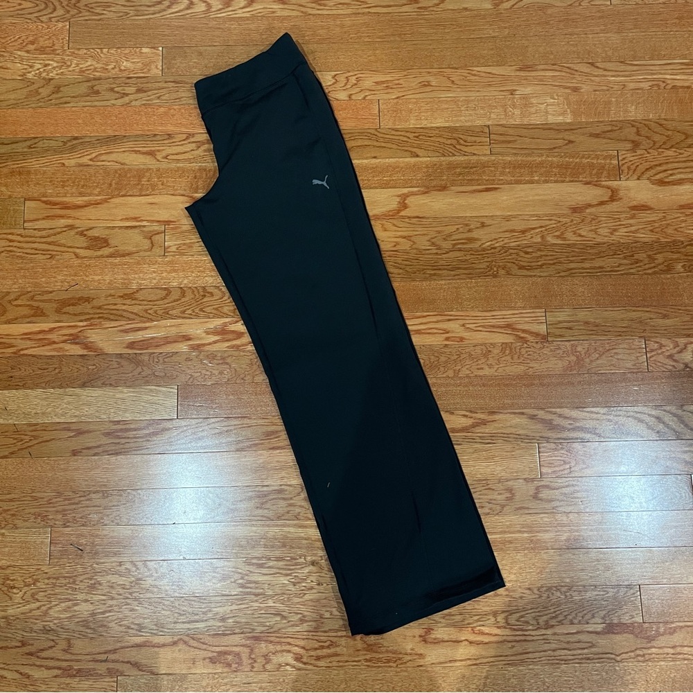 Puma Black Track Pants Straight Leg Pull On Logo Activewear Women Size L
